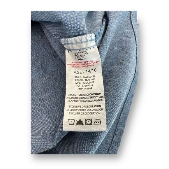 Penguin Boys Button Front Top Size Age 14/16 - Picture 5 of 7